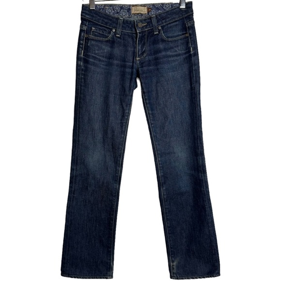 Paige Low Rise Bootcut Y2K Medium Wash Blue Jeans Whiskering Fading 25 - Picture 1 of 16